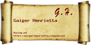 Gaiger Henrietta névjegykártya